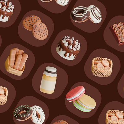 Bakery and pantry 3D icons 3d 3d art 3d blender 3d food 3d icon 3d illustration 3d stylized 3dblender 3dmodeling b3d bakery blender design food food illustration graphic design illustration japanese food stylized ui