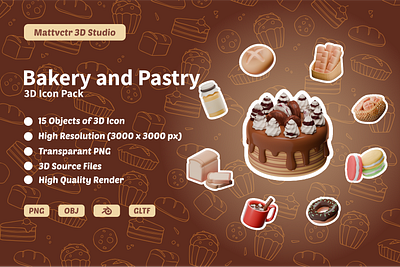 Bakery and pantry 3D icons 3d 3d art 3d blender 3d food 3d icon 3d illustration 3d stylized 3dblender 3dmodeling b3d bakery blender design food food illustration graphic design illustration japanese food stylized ui