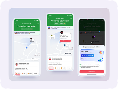 Introducing coupon driven order growth animation branding cart dashboad design google maps home page pattern illustration interaction motion graphics order order tracking ui website zomato