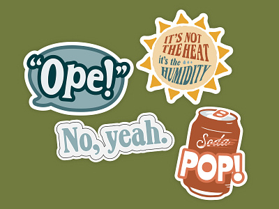 "Midwest Sayings" Sticker Pack lettering midwest midwestern nostalgic ope optimistic pop quotes retro sticker design sticker pack stickers vintage wholesome