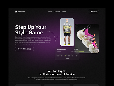 Sport Vision Landing Page agency app design brandind business dark mode e commerce evestar fashion health fitness hero page landing page logo portfolio product page sneakers software sport style ui ux