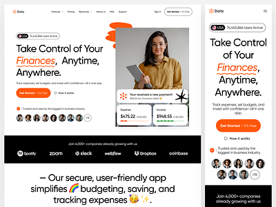 Doitz - Financial Hero Landing clean financial financial hero financial landing financial landing page hero landing page uiux web design