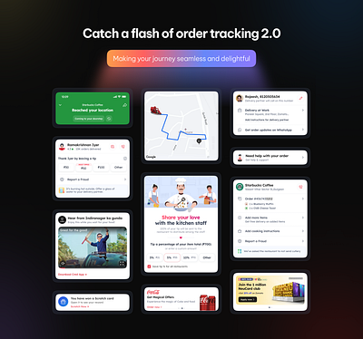 Improving Zomato’s Order Tracking Experience 3d animation branding cart food graphic design logo menu motion graphics order order tracking ui