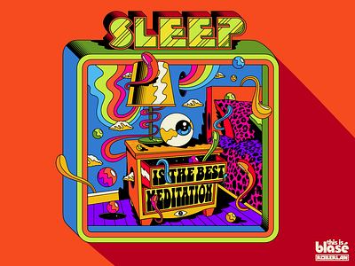 Sleep is the best meditation design illustration pop popart psychedelic retro surrealism trippy typography vector vintage