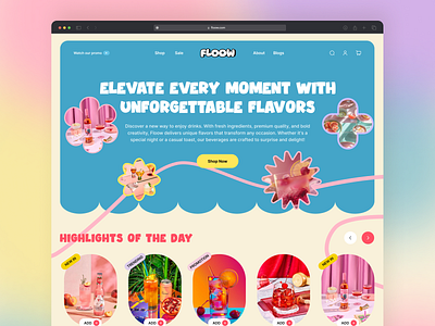 Floow - Drinks Website 🍹🥃 design drinks ui website