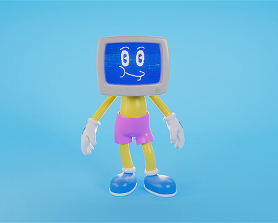 Blue Screen Dude 3d animation blue cartoon character cinema4d motion graphics old old school pixel redshift rubber hose screen tube