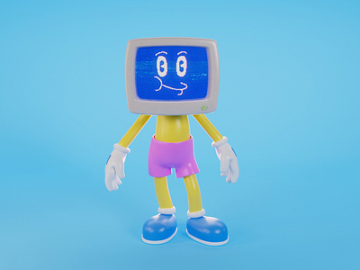 Blue Screen Dude 3d animation blue cartoon character cinema4d motion graphics old old school pixel redshift rubber hose screen tube