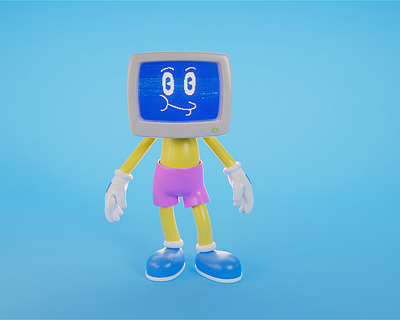 Blue Screen Dude 3d animation blue cartoon character cinema4d motion graphics old old school pixel redshift rubber hose screen tube