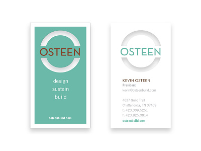 Osteen Build biz card branding construction design logo