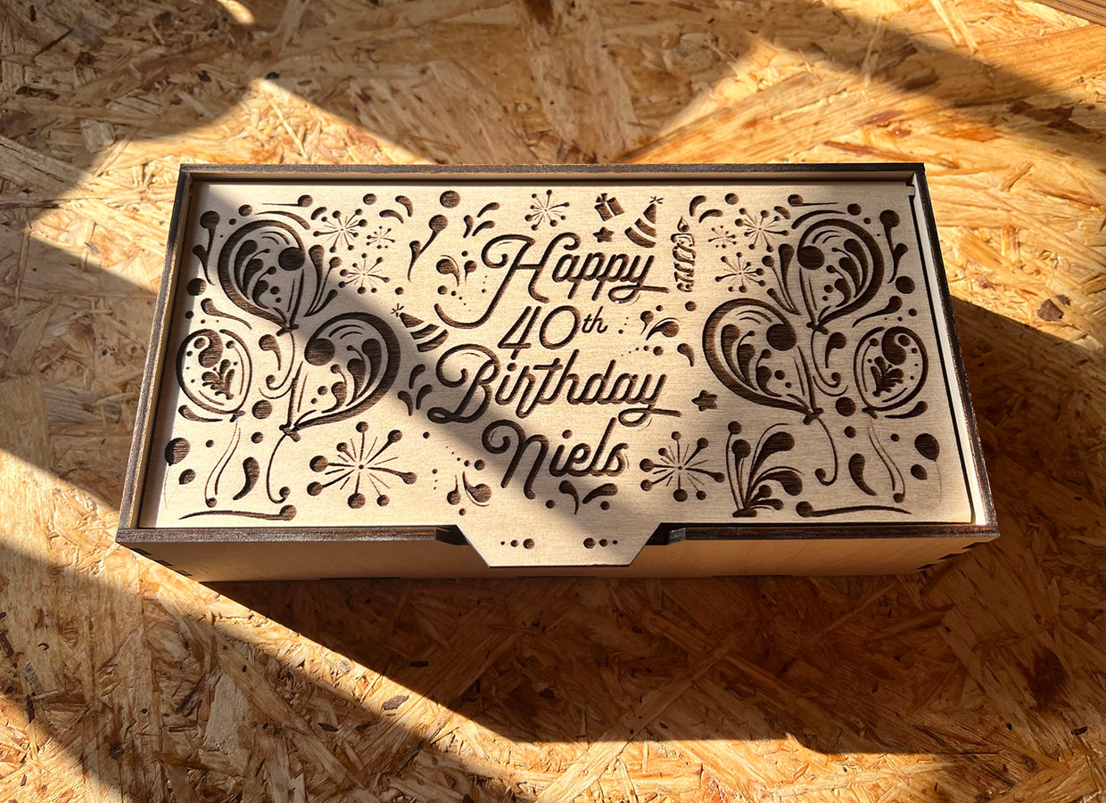 Personalized Birthday box birthday laser cut laser engraving plywood typography wood box