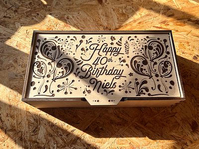 Personalized Birthday box birthday laser cut laser engraving plywood typography wood box