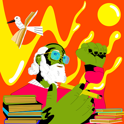 103rd Birthday of Paulo Freire in Honor of the School book character design design education elements illustration vector