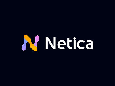 Netica Logo ai logo branding consulting data development it it logo logo logo design mark n n logo n mark network software startup logo tech tech company technology logo