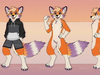 Cute Orange Purple Fox Ref Sheet Art by Maniac_Designz commissionsopen cute fox fox digital art fox furry fox furry ref sheet fox fursona fox reference sheet foxart foxcommissionart furryartist maniac designz orange fox purple fox