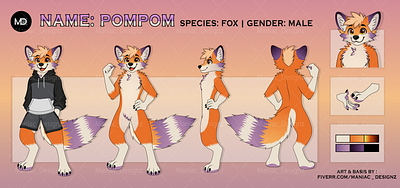 Cute Orange Purple Fox Ref Sheet Art by Maniac_Designz commissionsopen cute fox fox digital art fox furry fox furry ref sheet fox fursona fox reference sheet foxart foxcommissionart furryartist maniac designz orange fox purple fox