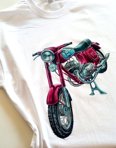 T-shirt with hand painting from photo, my art art bike branding hand painted handmade paint painting t shirt tee