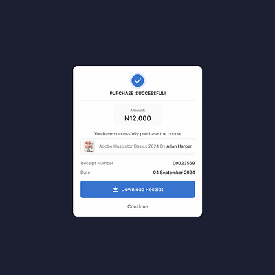 Course Payment Web Receipt course daily ui designer figma payment payment receipt pop up product design product designer receipt receipt design successful ui ui element ui pop up uiux user experience user interface ux web ui