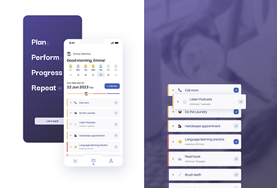 Mobile App - Daily Routine Planner daily planner mobile app ui design ux design ux ui design