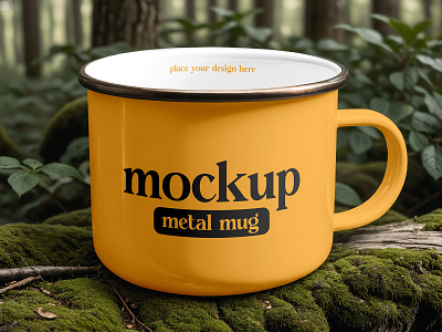 Outdoor Metal Mug coffee cup drink enamel espresso forest free freebie logo metal mockup mug nature outdoor tea