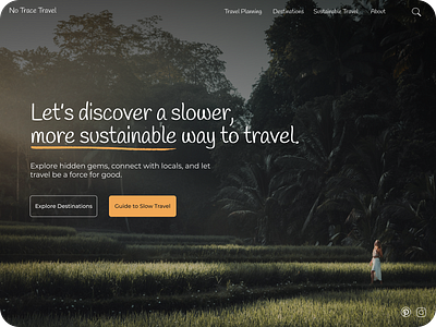 No Trace Travel Hero Section design development hero section photography typography ui ux