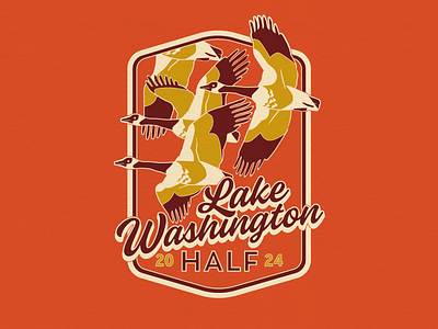 Lake Washington Half Race Swag art artwork award bird design enamel enamelware flock geese graphic illustration medal metal race seattle sports t shirt washington