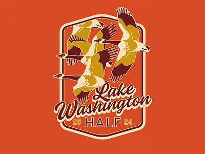 Lake Washington Half Race Swag art artwork award bird design enamel enamelware flock geese graphic illustration medal metal race seattle sports t shirt washington