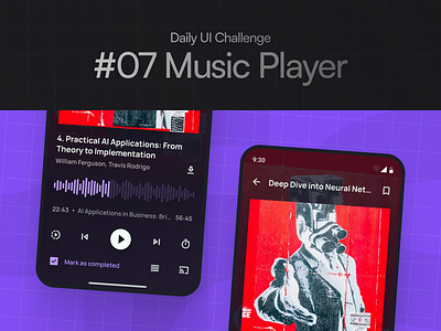 Daily UI Challenge #07/100 ai artificial intelligence button daily ui dark mode day 07 design design system experience design inspiration interaction design interface design mobile design music player product design typography ui uiux design ux waveform