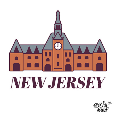 Central Railroad of New Jersey Terminal building icon illustration logo minimal new jersey nj usa vector vintage