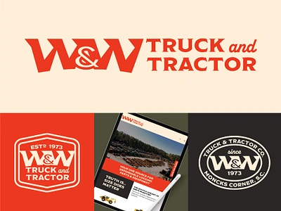 W&W Truck and Tractor Branding badge branding emblem logging logs monogram tractor truck vintage web