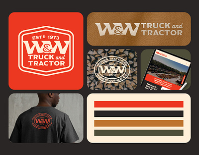 W&W Truck and Tractor badge branding emblem logging logo logo design logs retro south caroline vintage