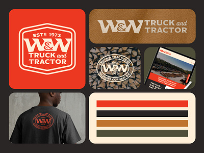 W&W Truck and Tractor badge branding emblem logging logo logo design logs retro south caroline vintage