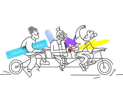 Working Together collaboration colorful files illustration layout line art people software tasks web design