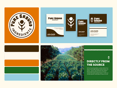 Pure Ground Ingredients Organic Identity badge branding graphic design ingredients nevada organic typography