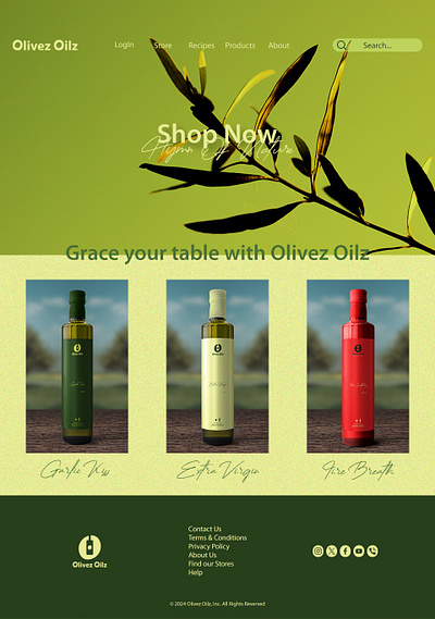 Olivez Oilz Web Page branding colors concept creative graphic design green illustrator landing page layout moon nature oil olive typography ui ux visual identity web web page website