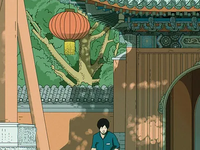 Beijing Huoshen Temple illustration procreate