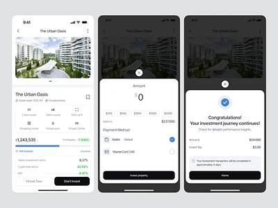 Apartment Investment Mobile App - Start Investment Flow agent airbnb apartment app design house invest investment investment flow investment property app investor ios product design property property apps property invest real estate agent real estate investment stock market ui ux