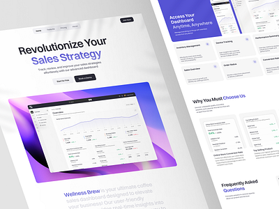 Wellness Brew - Landing Page analythics analytics chart gradient landing page landing page design metrics platform saas saas landing page saas product sales web web design web page website website design