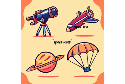 Space Icons Hand Drawn Coloring asteroid astronaut balloon decoration elements helmet icon landing robotic rocket set ship space spaceman spaceship star symbol technology telescope universe