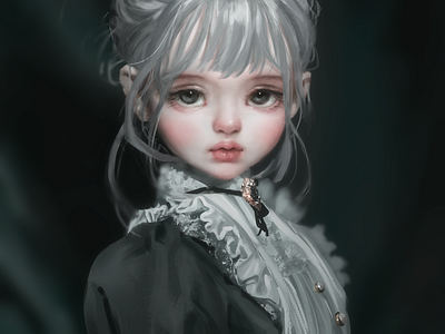 Doll antique bjddoll digitalart digitalpainting doll drawing fineart girl gothic illust illustration maid portrait