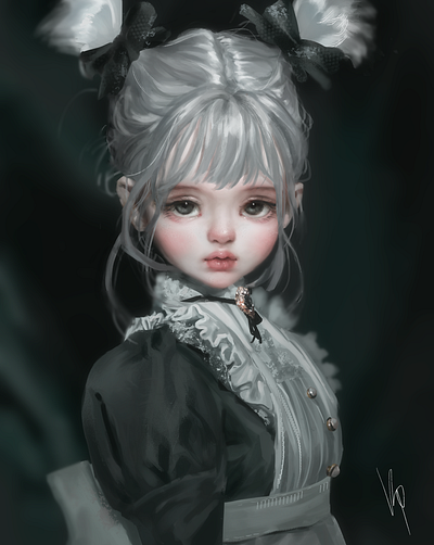 Doll antique bjddoll digitalart digitalpainting doll drawing fineart girl gothic illust illustration maid portrait