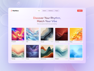 VibeWave - Mood based Music Playlist listening mood mood based music spotify ui wellness