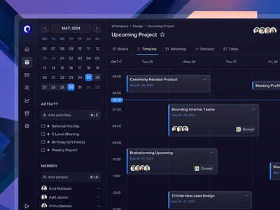 Upcoming - Task Management branding calendar dark mode dashboard design management modern planner product design project project management saas task task management ui uiux ux web web apps website