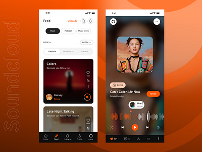 SoundCloud album artist landing page minimal mobile motion music music app music player player playlist podcast redesign singer song soundcloud stream ui ux website