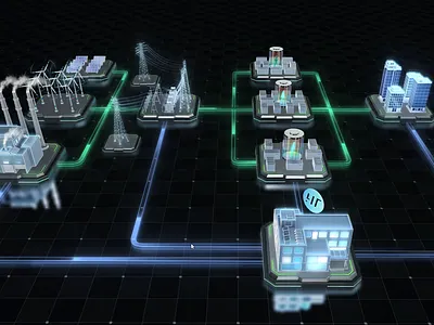 Power Grid 3D Visualization 3d animation digital twin graphic design ui visualization web design