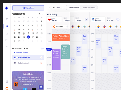 SAAS Scheduling Platform calendar calendly clean dashboard design google calendar interface meetings minimal platform product design saas saas design schedule scheduling software timezone ui ux workspace