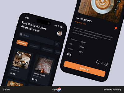 Coffee Delivery Mobile App agiledock agiledock designs agiledock services app design coffee delivery coffee delivery mobile app coffee lovers mobile app mobile app design ui ui design ui ux design user experience ux ux design