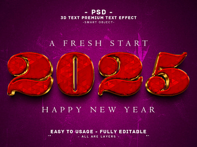 2024'' 3D Editable PSD Text Effect Style 2024 2024 3d text effect 3d text effect style action effect golden photoshop 3d text psd text effecty red text style typo