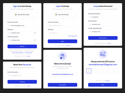 SAAS Zonely Components Register cansaas clean dashboard design forms interface login otp popup product design register saas saas agency saas design sign in sing up ui ux