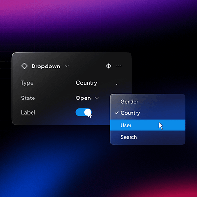 Dropdown Properties - UnifiedUI component components design figma properties ui ui ux unified ui unifiedui ux variants website