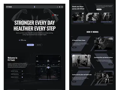 Fit Track Website UI design ai app design design figma figma design fit track fitness ai tracking fitness app gym app landing page mobile design rifat ony startup tracking training website ui ux website design